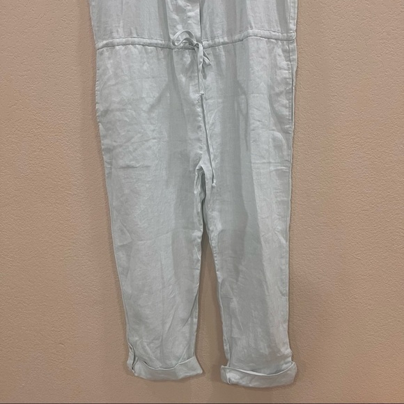 Young Fabulous Broke On The Road Maddox Linen Jumpsuit Blue Sz S 100% Linen Boho - Picture 4 of 16